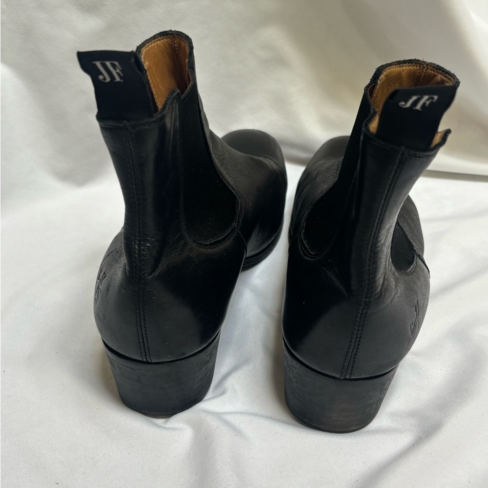 John fluevog black leather ankle boots size 10.5 low heel western minimalist - Picture 7 of 12